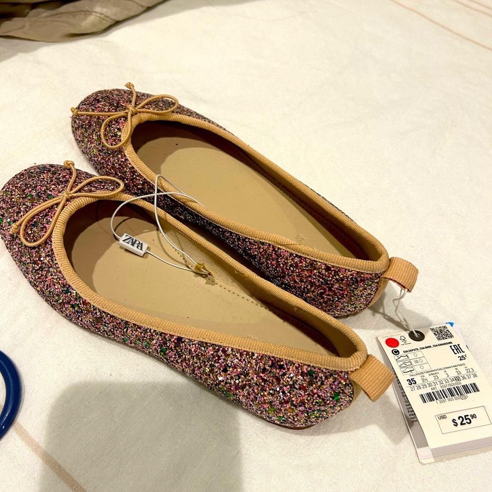 Zara girls ballerina flat NWT